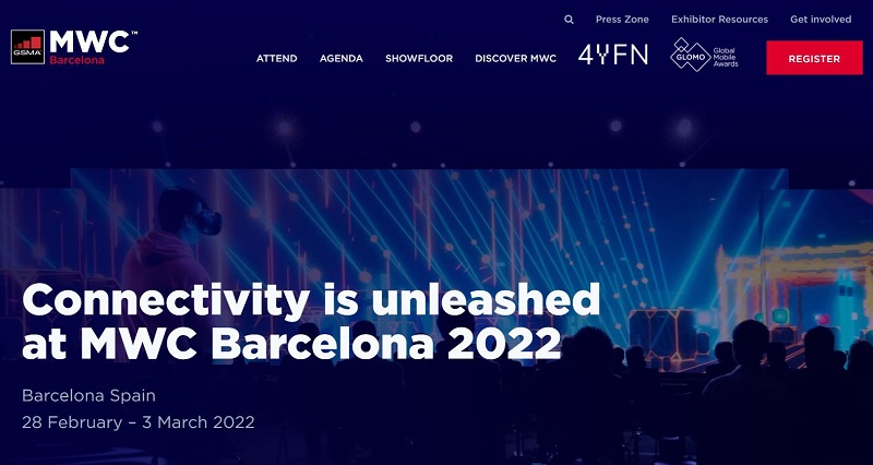 Trang web chính thức của sự kiện MWC 2022